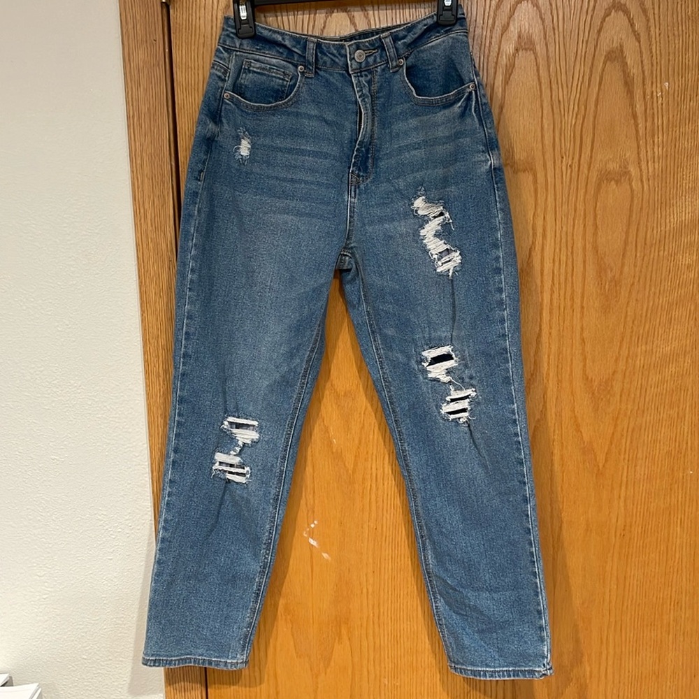 Vanilla Star Jeans 5 W27 Rip & Repair Light Wash Distressed Denim Straight Leg